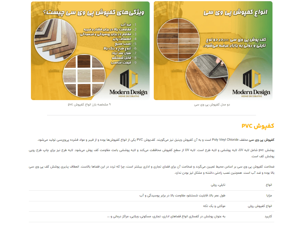 قیمت کفپوش پی وی سی