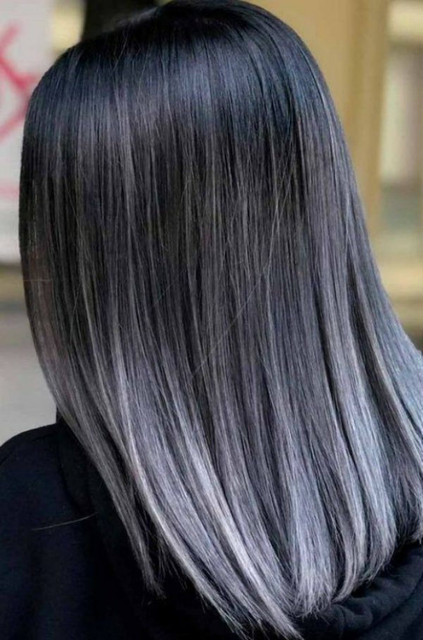 موهای صاف آمبره خاکستری