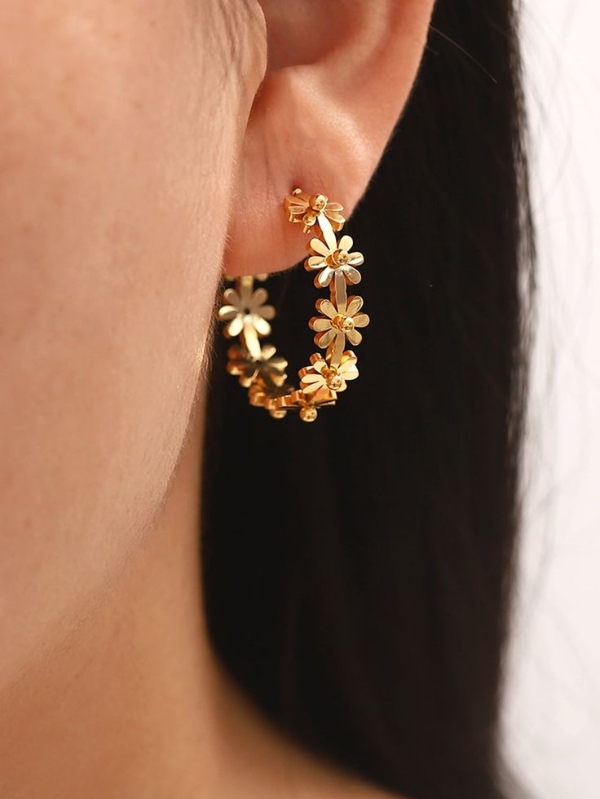 گوشواره طلای طرح گل
