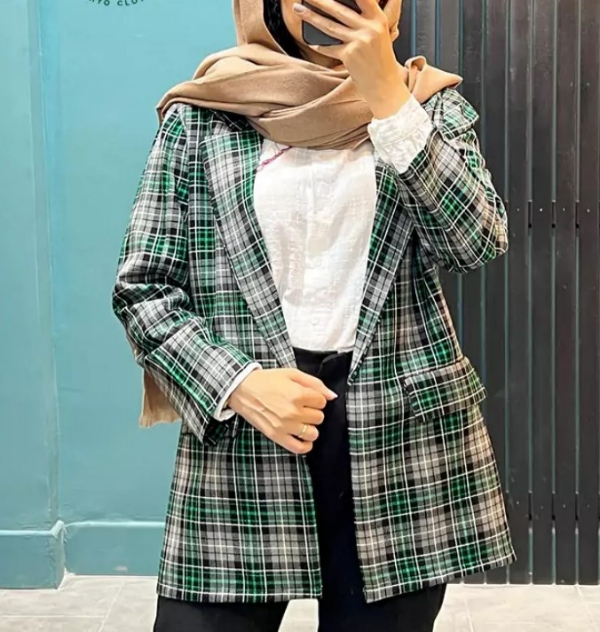 مانتو کتی سبز چهارخونه